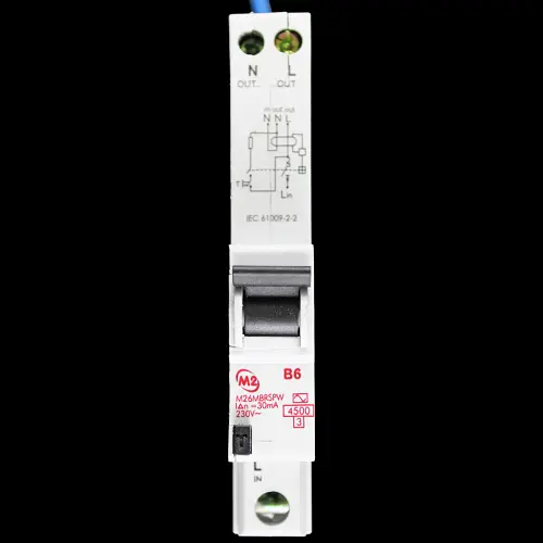 M2 6 AMP CURVE B 4.5kA 30mA RCBO TYPE AC M26MBRSPW