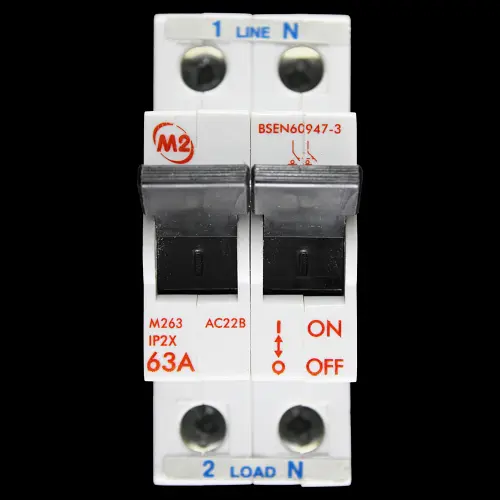 M2 63 AMP DOUBLE POLE MAIN SWITCH DISCONNECTOR M263 AC22B