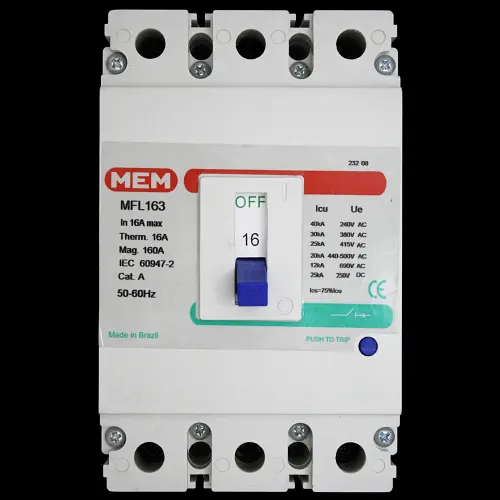 MEM 16 AMP 25kA TRIPLE POLE MCCB MFL163