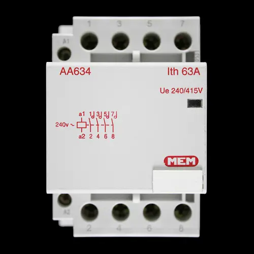 MEM 63 AMP FOUR POLE NO CONTACTOR 240V AC COIL AA634