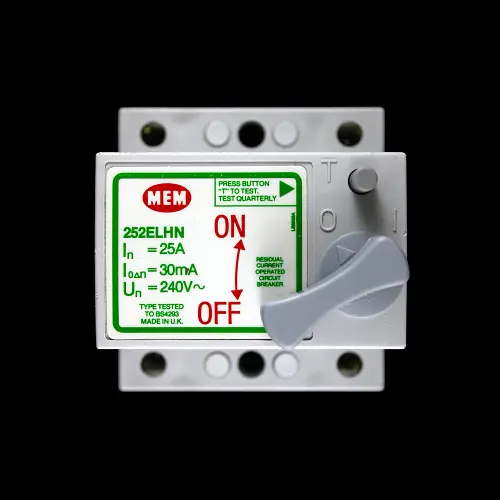 MEM 25 AMP 30mA DOUBLE POLE RCCB RCD 252ELHN
