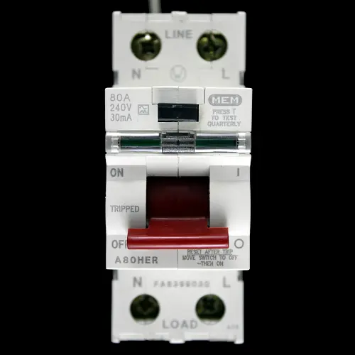 MEM 80 AMP 30mA DOUBLE POLE RCD TYPE A A80HER