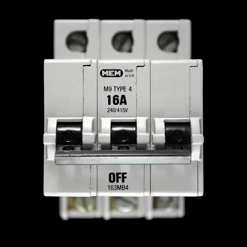 MEM 16 AMP TYPE 4 M9 TRIPLE POLE MCB CIRCUIT BREAKER 163MB4 GREY