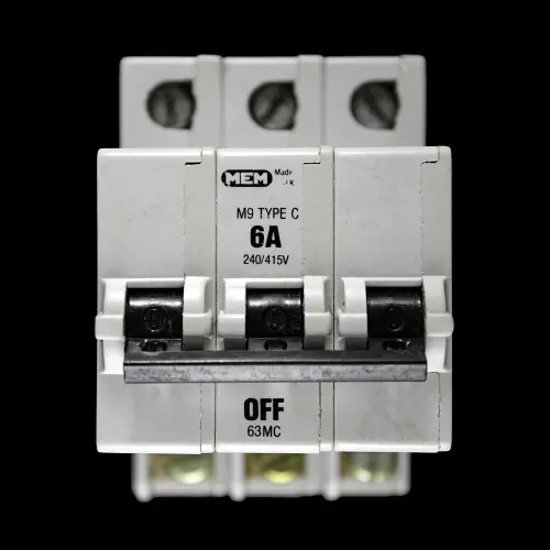 MEM 6 AMP CURVE C M9 TRIPLE POLE MCB CIRCUIT BREAKER 63MC