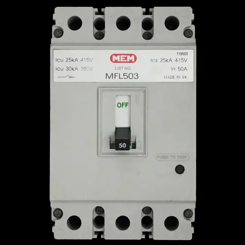 MEM 50 AMP 25kA TRIPLE POLE MCCB MFL503