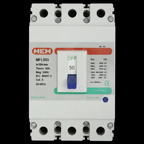 MEM 50 AMP 25kA TRIPLE POLE MCCB MFL503