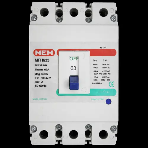 MEM 63 AMP 45kA TRIPLE POLE MCCB MFH633