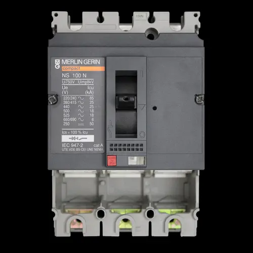 MERLIN GERIN 100 AMP 25kA TRIPLE POLE MCCB WITHOUT TRIP UNIT NS100N 29003
