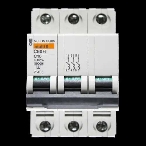 MERLIN GERIN 16 AMP CURVE C 10kA TRIPLE POLE MCB CIRCUIT BREAKER C60H 25000