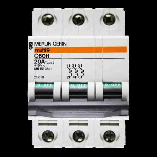 MERLIN GERIN 20 AMP TYPE 2 M9 TRIPLE POLE MCB CIRCUIT BREAKER C60H 25618 MULTI9