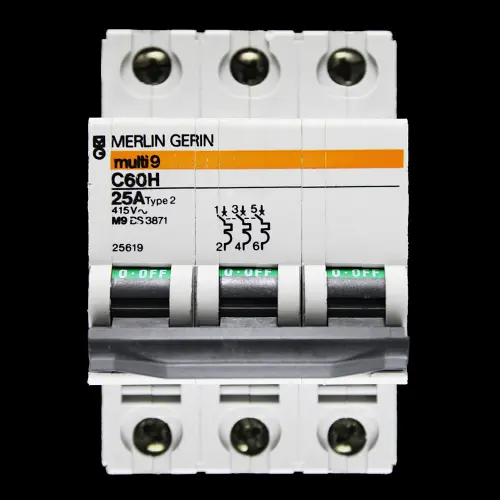 MERLIN GERIN 25 AMP TYPE 2 M9 TRIPLE POLE MCB CIRCUIT BREAKER C60H 25619 MULTI9