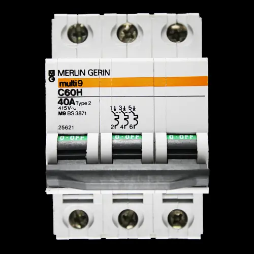 MERLIN GERIN 40 AMP TYPE 2 M9 TRIPLE POLE MCB CIRCUIT BREAKER C60H 25621 MULTI9