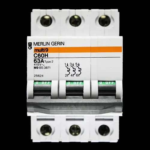 MERLIN GERIN 63 AMP TYPE 2 M9 TRIPLE POLE MCB CIRCUIT BREAKER C60H 25624 MULTI9