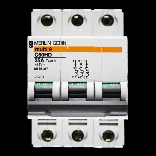 MERLIN GERIN 25 AMP TYPE 4 M9 TRIPLE POLE MCB CIRCUIT BREAKER C60HD 25731 MULTI9