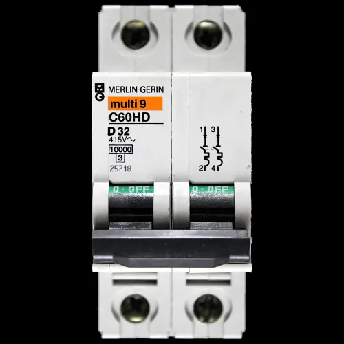 MERLIN D 32 MCB DOUBLE POLE 10kA CIRCUIT BREAKER C60HD 25718