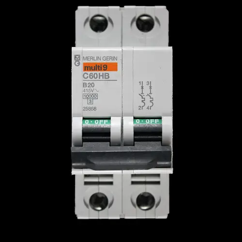 MERLIN GERIN 20 AMP CURVE B 10kA DOUBLE POLE MCB CIRCUIT BREAKER C60HB 25858