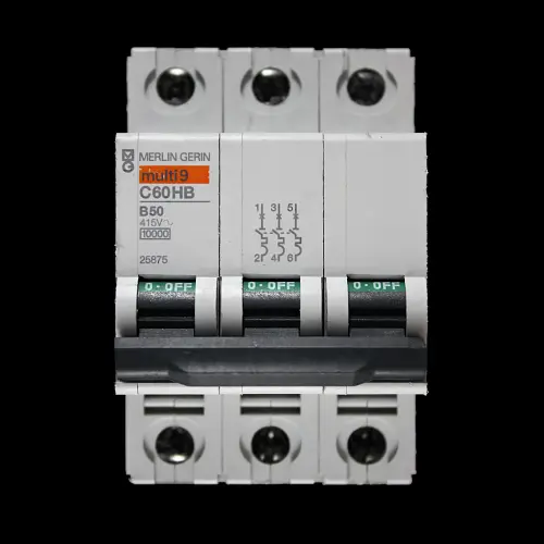 MERLIN GERIN 50 AMP CURVE B 10kA TRIPLE POLE MCB CIRCUIT BREAKER C60HB 25875
