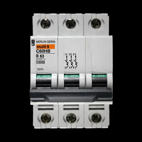 MERLIN GERIN 63 AMP CURVE B 10kA TRIPLE POLE MCB CIRCUIT BREAKER C60HB 25876