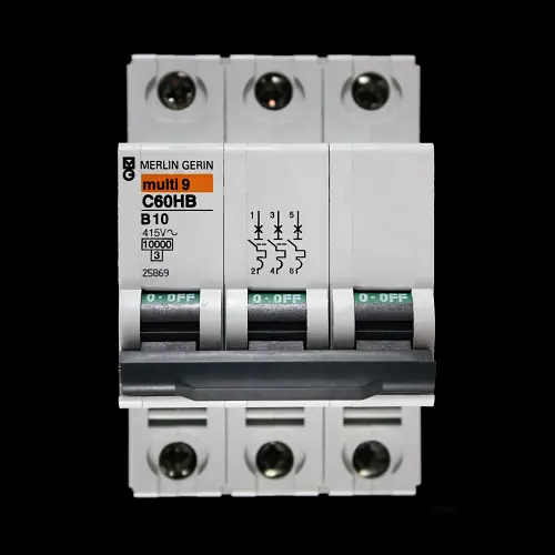 MERLIN GERIN 10 AMP CURVE B 10kA TRIPLE POLE MCB CIRCUIT BREAKER 25869 C60HB