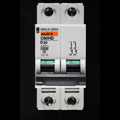 MERLIN GERIN 20 AMP CURVE D 10kA DOUBLE POLE MCB CIRCUIT BREAKER C60HD 25716