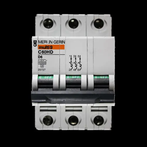 MERLIN GERIN 6 AMP CURVE D 10kA TRIPLE POLE MCB CIRCUIT BREAKER C60HD 25727