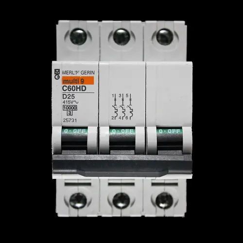 MERLIN GERIN 25 AMP CURVE D 10kA TRIPLE POLE MCB CIRCUIT BREAKER C60HD 25731