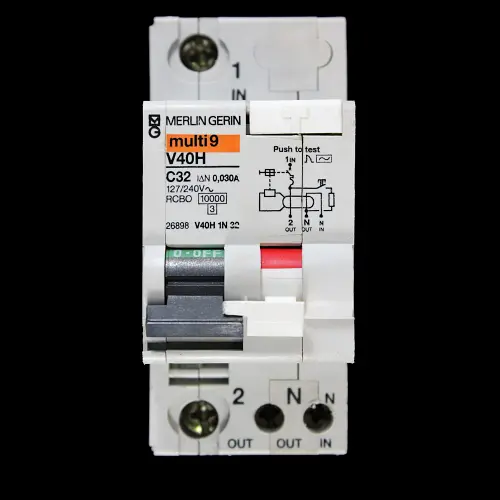 MERLIN GERIN 32 AMP CURVE C 10kA 30mA DOUBLE POLE RCBO TYPE AC 127V V40H 26898