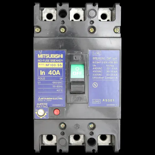 MITSUBISHI 40 MCCB TRIPLE POLE 30kA NO-FUSE BREAKER NF100-SS BS947