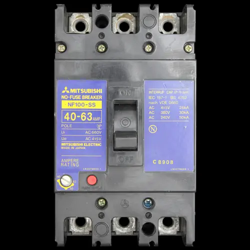 MITSUBISHI 63 MCCB TRIPLE POLE 25kA NO-FUSE BREAKER NF100-SS