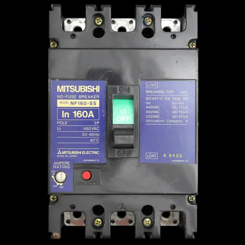 MITSUBISHI 160 MCCB TRIPLE POLE 30kA NO-FUSE BREAKER NF160-SS