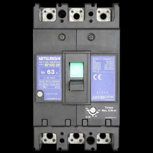 MITSUBISHI 63 MCCB TRIPLE POLE 30kA NO-FUSE BREAKER NF100-SP