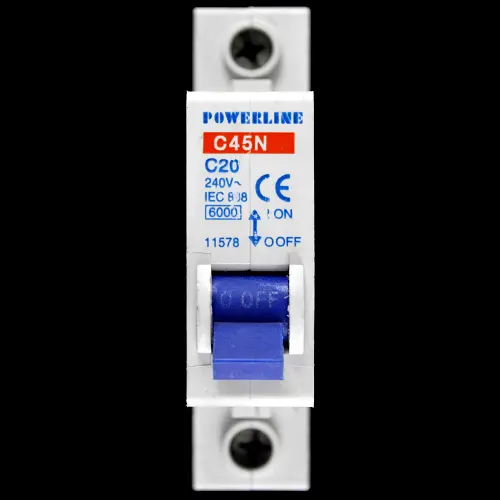 POWERLINE 20 AMP CURVE C 6kA MCB CIRCUIT BREAKER C45N 11578