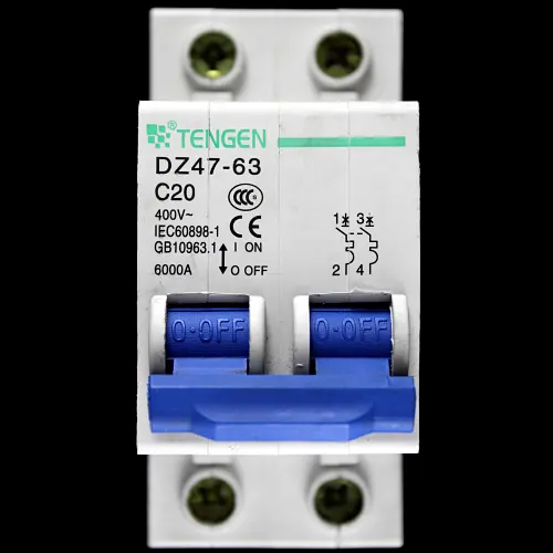 TENGEN 20 AMP CURVE C 6kA DOUBLE POLE MCB CIRCUIT BREAKER DZ47-63