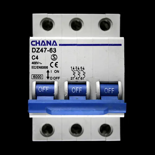CHANA 4 AMP CURVE C 6kA TRIPLE POLE MCB CIRCUIT BREAKER DZ47-63
