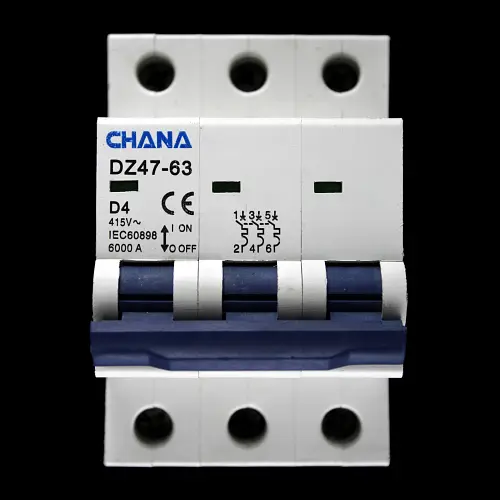 CHANA 4 AMP CURVE D 6kA TRIPLE POLE MCB CIRCUIT BREAKER DZ47-63