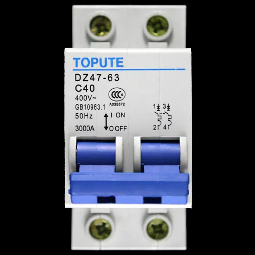 TOPUTE C 40 MCB DOUBLE POLE 3kA CIRCUIT BREAKER DZ47-63