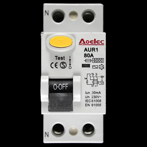 AOELEC 80 RCD DOUBLE POLE 30mA TYPE AC AUR1