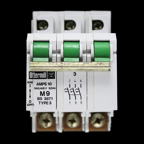 OTTERMILL 10 AMP TYPE 3 M9 TRIPLE POLE MCB CIRCUIT BREAKER SYSTEM T