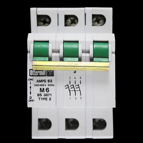 OTTERMILL 63 AMP TYPE 2 M6 TRIPLE POLE MCB CIRCUIT BREAKER SYSTEM T