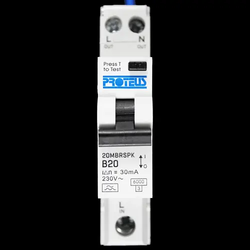 PROTEUS 20 AMP CURVE B 6kA 30mA RCBO TYPE A 20MBRSPK