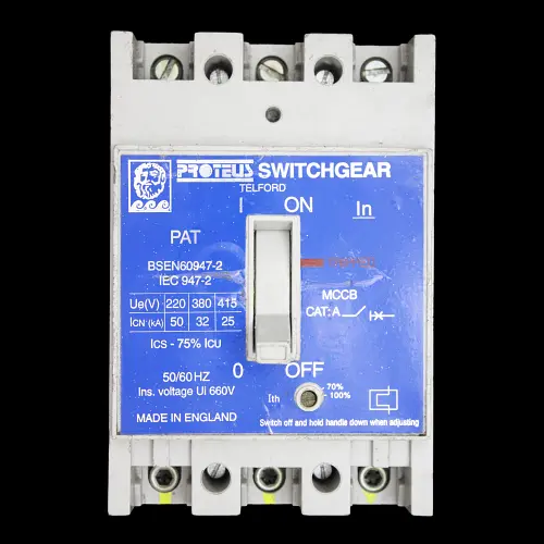 PROTEUS 32 AMP 25kA TRIPLE POLE MCCB SWITCHGEAR PAT32 LLBAAT32