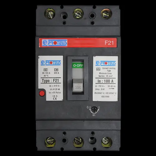 PROTEUS 100 AMP 25kA TRIPLE POLE MCCB F21