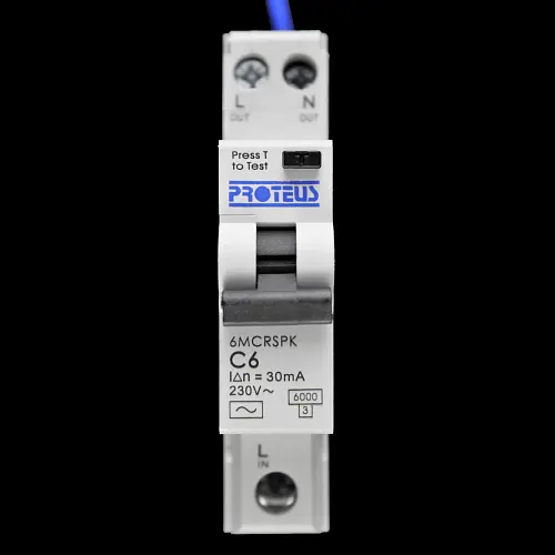 PROTEUS 6 AMP CURVE C 6kA 30mA RCBO TYPE AC 6MCRSPK