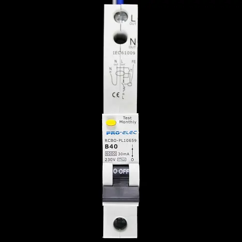 PRO-ELEC 40 AMP CURVE B 6kA 30mA RCBO TYPE AC PL10659