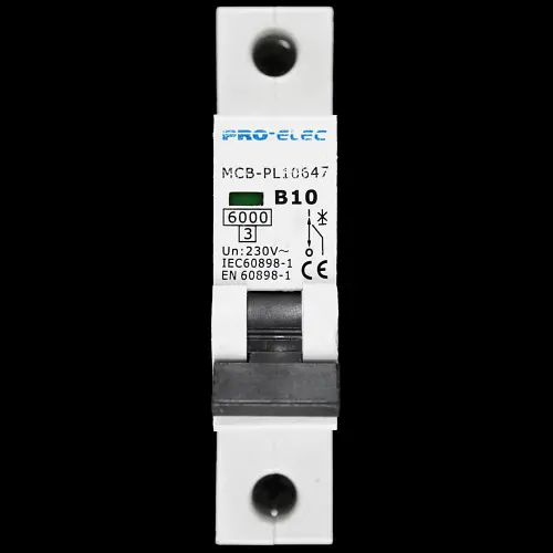 PRO-ELEC 10 AMP CURVE B 6kA MCB CIRCUIT BREAKER PL10647