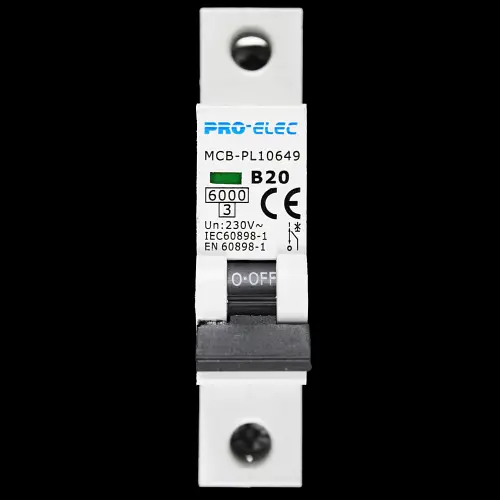 PRO-ELEC 20 AMP CURVE B 6kA MCB CIRCUIT BREAKER PL10649
