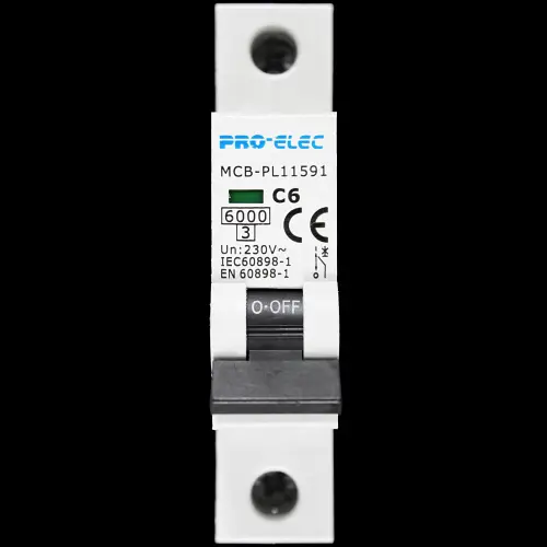 PRO-ELEC 6 AMP CURVE C 6kA MCB CIRCUIT BREAKER PL11591