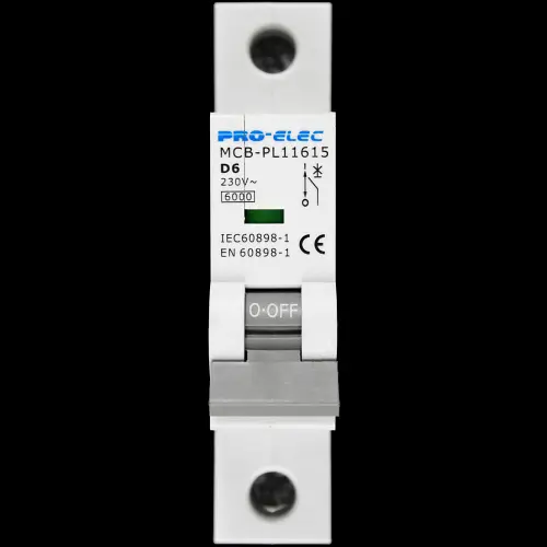 PRO-ELEC 6 AMP CURVE D 6kA MCB CIRCUIT BREAKER PL11615