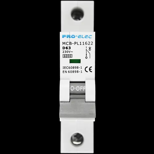 PRO-ELEC 63 AMP CURVE D 6kA MCB CIRCUIT BREAKER PL11622