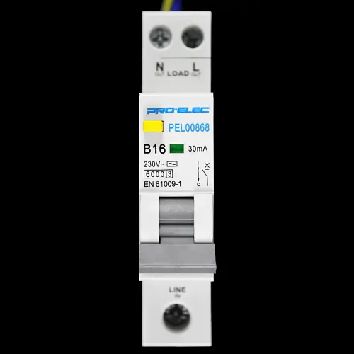 PRO-ELEC 16 AMP CURVE B 6kA 30mA RCBO TYPE AC PEL00868